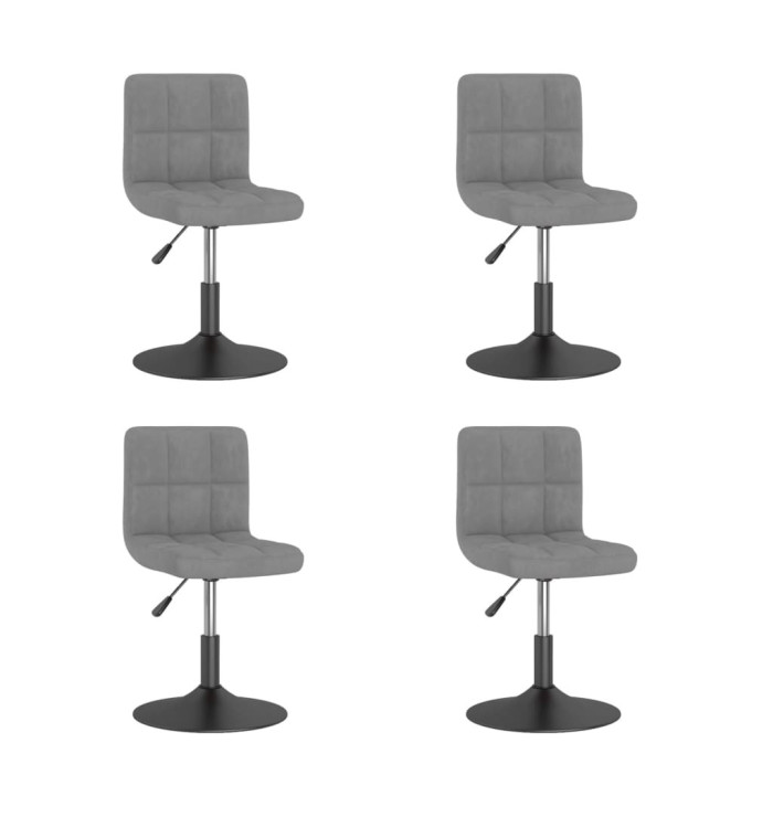 Chaises pivotantes à manger lot de 4 gris clair velours | Mobilier & Déco