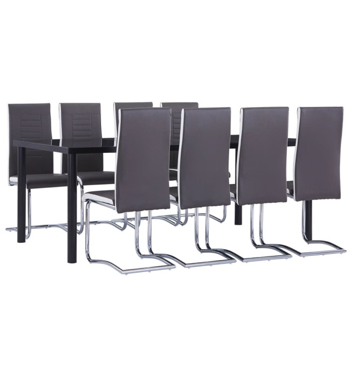 Ensemble de salle à manger 9 pcs Similicuir Gris | Mobilier & Déco