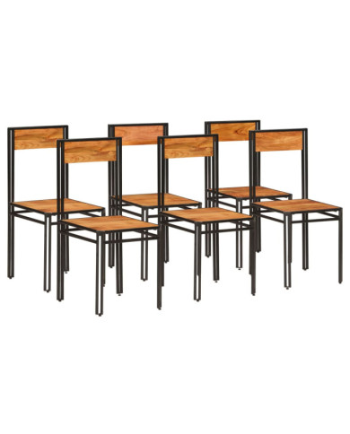Chaises à manger lot de 6 bois d'acacia massif | Mobilier & Déco