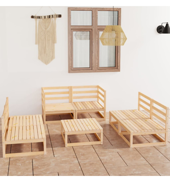 Salon de jardin 7 pcs bois de pin massif | Mobilier & Déco