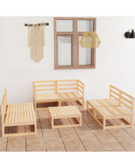 Salon de jardin 7 pcs bois de pin massif | Mobilier & Déco