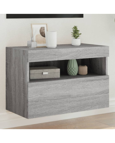 Meuble TV mural avec lumières LED sonoma gris 60x30x40 cm | Mobilier & Déco