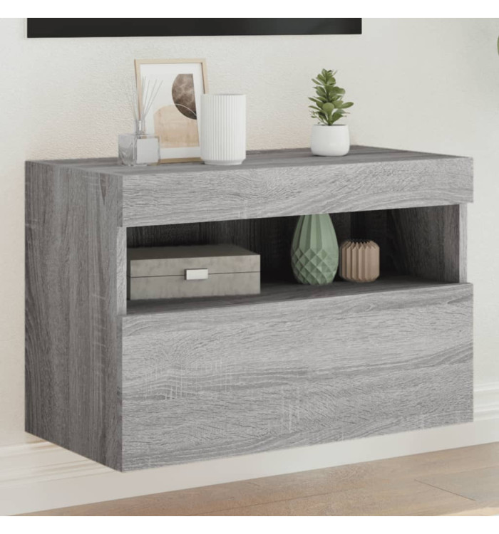 Meuble TV mural avec lumières LED sonoma gris 60x30x40 cm | Mobilier & Déco