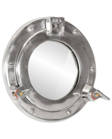 Miroir en forme de hublot mural Ø23 cm aluminium et verre | Mobilier & Déco