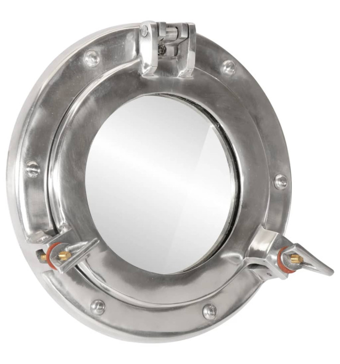 Miroir en forme de hublot mural Ø23 cm aluminium et verre | Mobilier & Déco