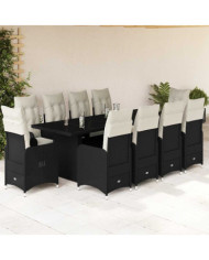 Ensemble de bistro de jardin 11 pcs coussins noir poly rotin | Mobilier & Déco