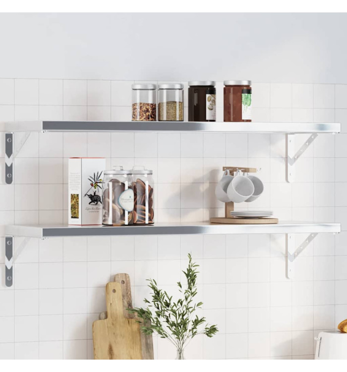 Supports d'étagères 4pcs 30x2,5x15,5cm argenté acier inoxydable | Mobilier & Déco