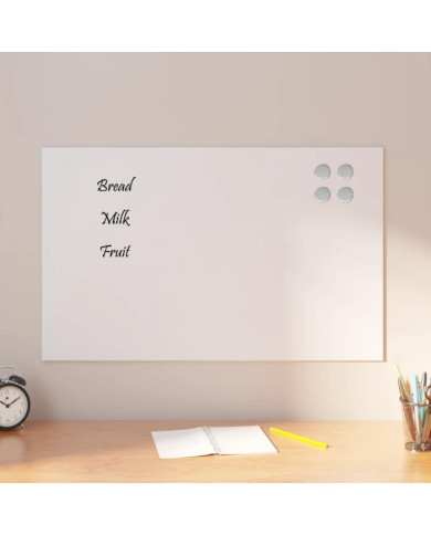 Tableau noir magnétique mural Blanc 80x50 cm Verre trempé | Mobilier & Déco
