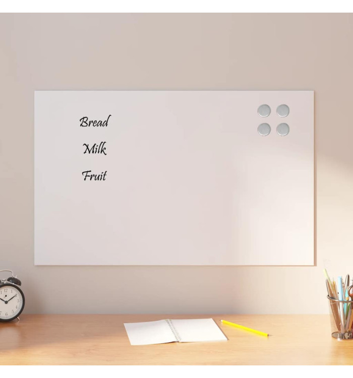 Tableau noir magnétique mural Blanc 80x50 cm Verre trempé | Mobilier & Déco