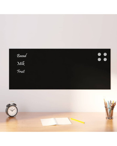 Tableau noir magnétique mural Noir 100x40 cm Verre trempé | Mobilier & Déco