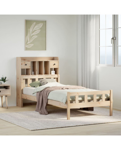 Lit bibliothèque sans matelas 75x190 cm bois de pin massif | Mobilier & Déco