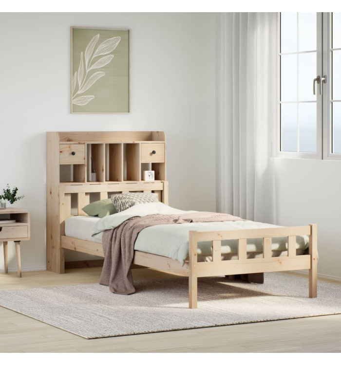 Lit bibliothèque sans matelas 75x190 cm bois de pin massif | Mobilier & Déco