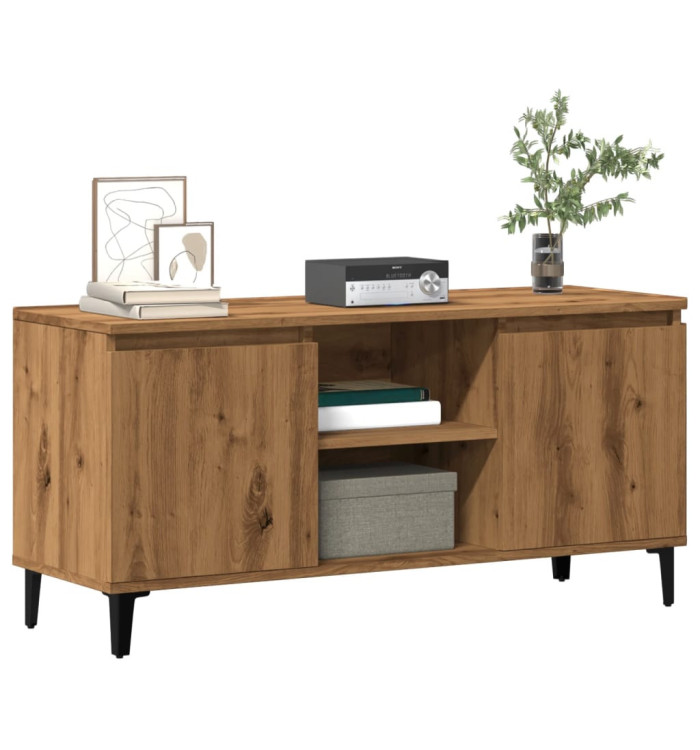 Meuble TV chêne artisanal 102x35x50 cm bois d'ingénierie | Mobilier & Déco