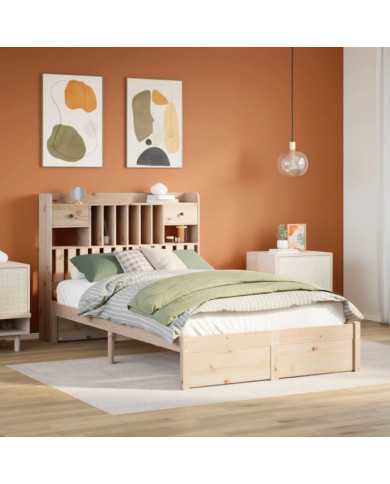 Lit bibliothèque sans matelas 120x190 cm bois de pin massif | Mobilier & Déco