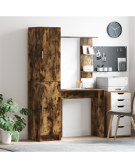 Bureau avec rangement Chêne fumé Bois d'ingénierie | Mobilier & Déco