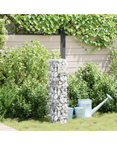 Colonne Gabion avec Robinet d'Eau 100x25x25 cm Acier Inoxydable 304 | Mobilier & Déco