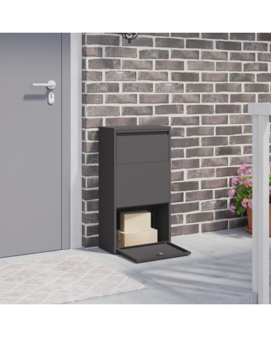 Boîte aux lettres pour colis Noire 44x22x82 cm en acier | Mobilier & Déco