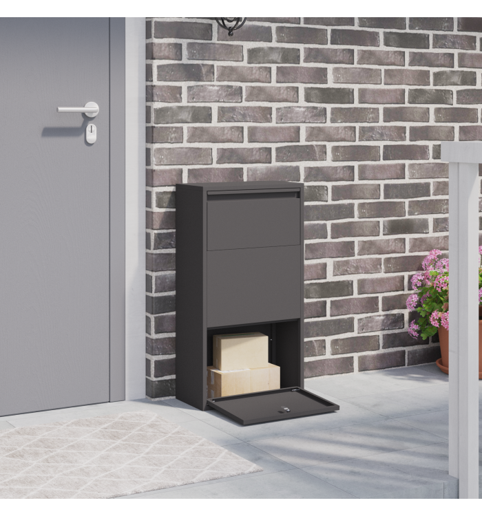 Boîte aux lettres pour colis Noire 44x22x82 cm en acier | Mobilier & Déco