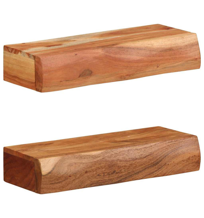 Étagères murales 2 pcs 40x17x8 cm bois massif d'acacia | Mobilier & Déco