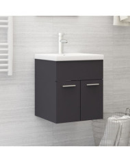 Armoire d'évier avec lavabo intégré gris bois d'ingénierie | Mobilier & Déco