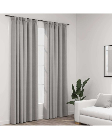 Rideaux occultants aspect lin avec crochets 2pcs Gris 140x225cm | Mobilier & Déco