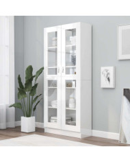 Armoire à vitrine Blanc brillant Bois d’ingénierie | Mobilier & Déco