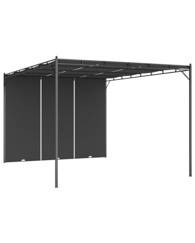 Belvédère de jardin avec rideau latéral 4x3x2,25 m Anthracite | Mobilier & Déco