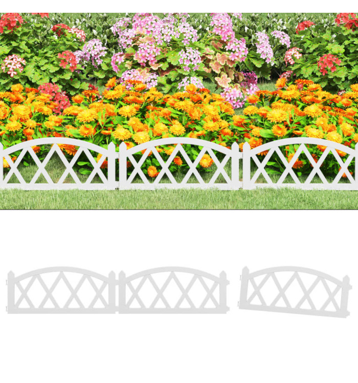 Bordures de pelouse 17 pcs Blanc 10 m PP | Mobilier & Déco