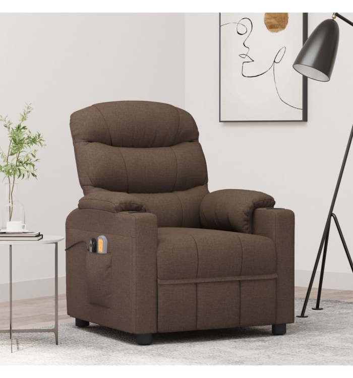 Fauteuil électrique de massage Marron Tissu | Mobilier & Déco