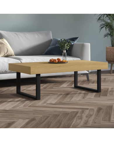 Table basse Marron clair et noir 120x60x40 cm MDF et fer | Mobilier & Déco