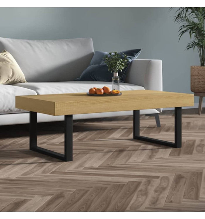 Table basse Marron clair et noir 120x60x40 cm MDF et fer | Mobilier & Déco