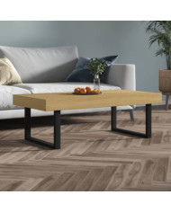 Table basse Marron clair et noir 120x60x40 cm MDF et fer | Mobilier & Déco