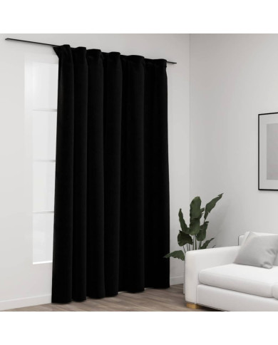 Rideau occultant d'aspect de lin avec crochets Noir 290x245 cm | Mobilier & Déco