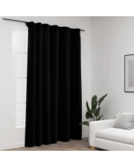 Rideau occultant d'aspect de lin avec crochets Noir 290x245 cm | Mobilier & Déco