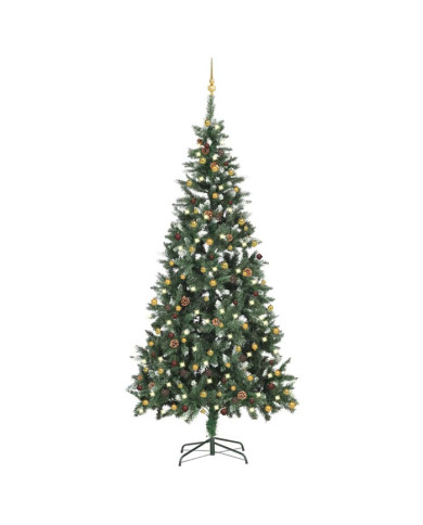 Arbre de Noël artificiel pré-éclairé et boules 210 cm | Mobilier & Déco