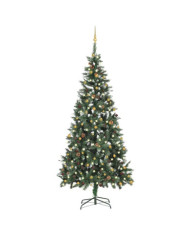 Arbre de Noël artificiel pré-éclairé et boules 210 cm | Mobilier & Déco