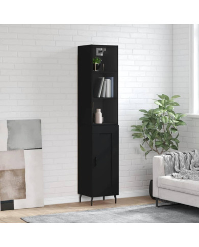 Buffet haut Noir 34,5x34x180 cm Bois d'ingénierie | Mobilier & Déco