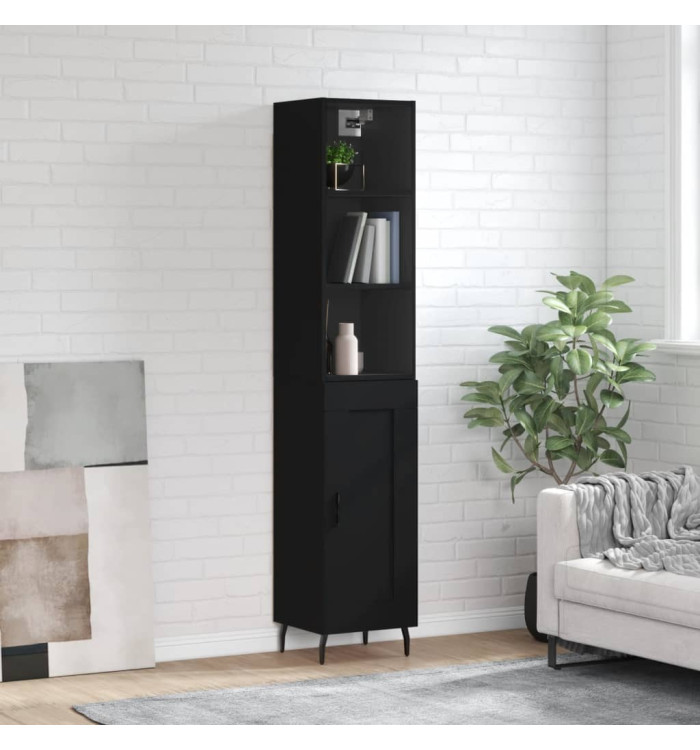 Buffet haut Noir 34,5x34x180 cm Bois d'ingénierie | Mobilier & Déco