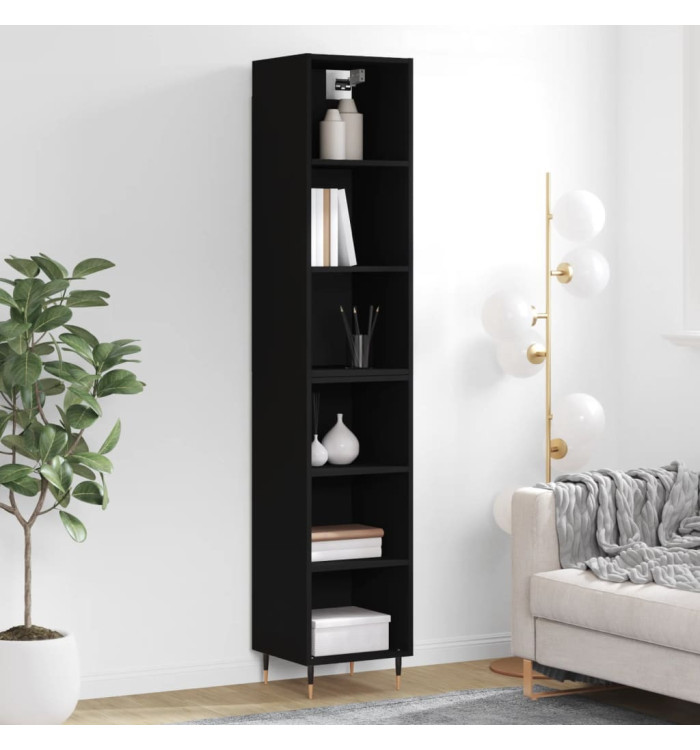 Buffet haut Noir 34,5x32,5x180 cm Bois d'ingénierie | Mobilier & Déco