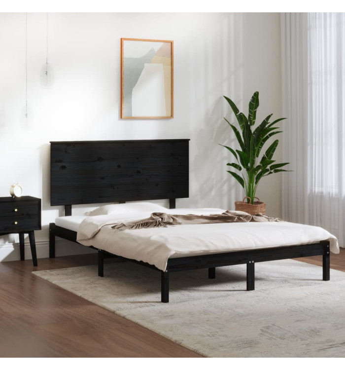 Cadre de lit sans matelas noir 120x190 cm bois massif | Mobilier & Déco