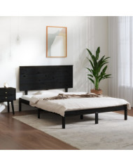 Cadre de lit sans matelas noir 120x190 cm bois massif | Mobilier & Déco