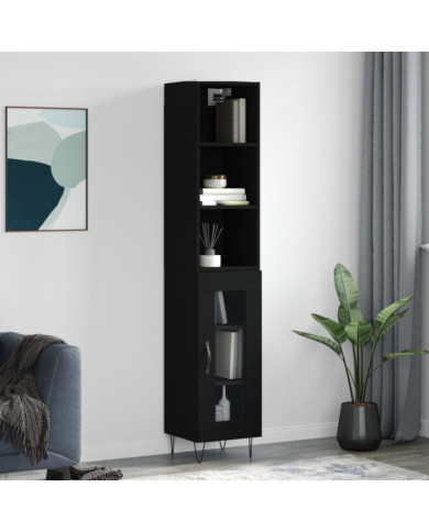 Buffet haut Noir 34,5x34x180 cm Bois d'ingénierie | Mobilier & Déco