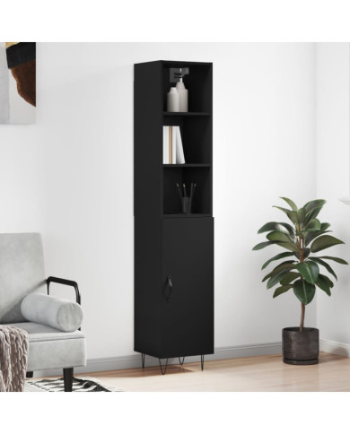 Buffet haut Noir 34,5x34x180 cm Bois d'ingénierie | Mobilier & Déco