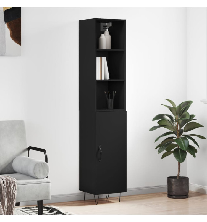 Buffet haut Noir 34,5x34x180 cm Bois d'ingénierie | Mobilier & Déco