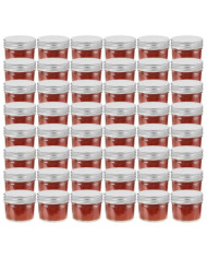 48 pcs Pots à confiture avec couvercles argentés Verre 110 ml | Mobilier & Déco