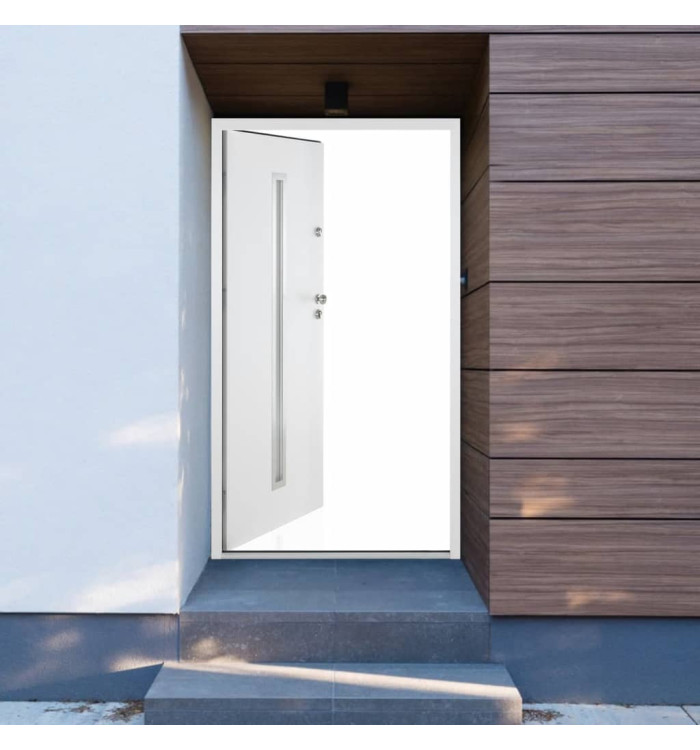 Porte d'entrée blanc 110x207,5 cm aluminium | Mobilier & Déco