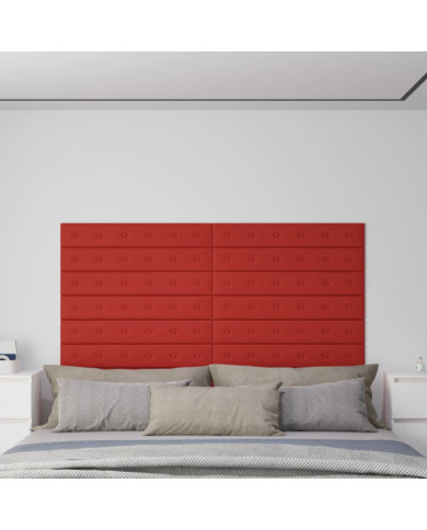 Panneaux muraux 12 pcs Bordeaux 90x15 cm Similicuir 1,62 m² | Mobilier & Déco