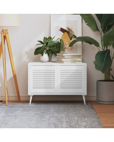 Portes d'armoire à persiennes 2pcs blanc 39,5x39,4cm pin massif | Mobilier & Déco