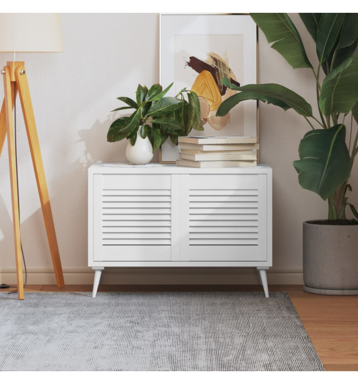 Portes d'armoire à persiennes 2pcs blanc 39,5x39,4cm pin massif | Mobilier & Déco