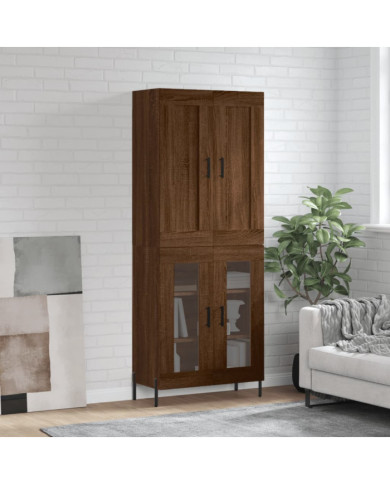 Buffet haut Chêne marron 69,5x34x180 cm Bois d'ingénierie | Mobilier & Déco